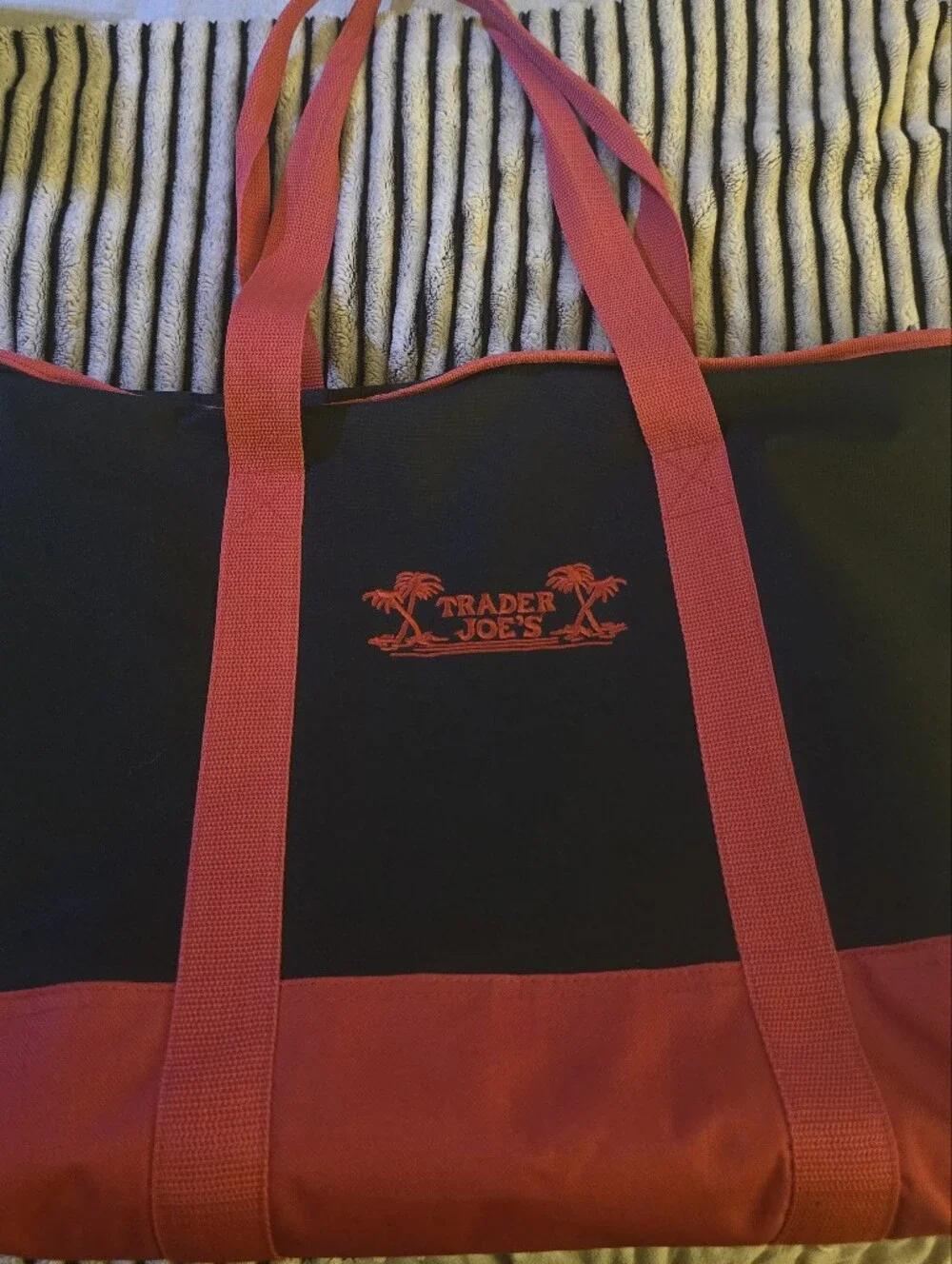 Trader Joes Cooler Bag Reusable Tote In Black and Red